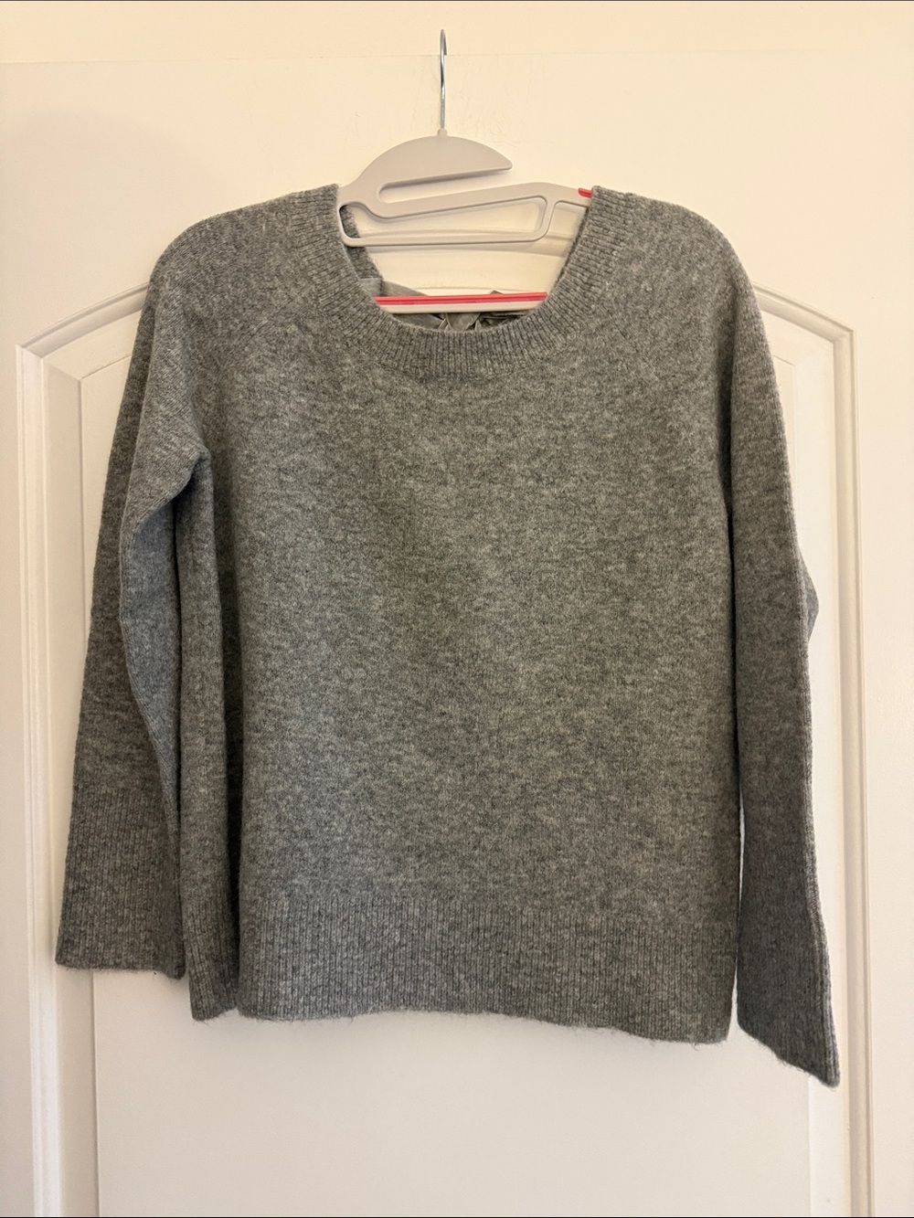 J.Crew V-Back Sweater with Velvet Tie, Heather Gray, Size XXS, NWT — Style H3396